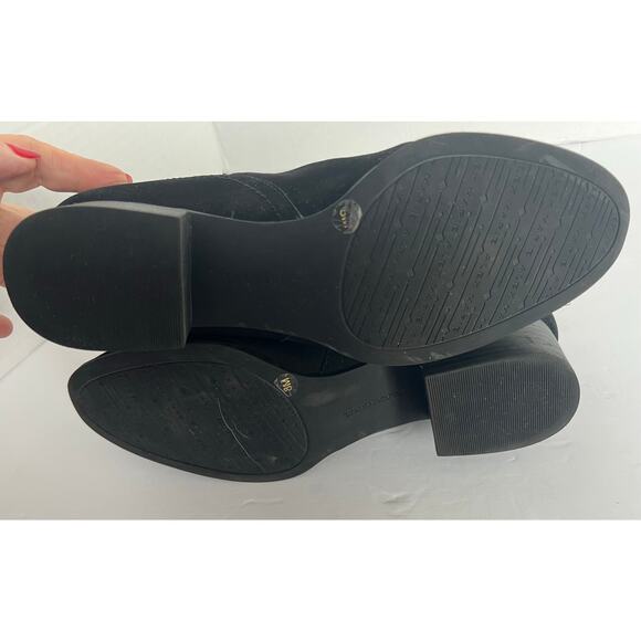 Alex Marie Black Suede Leather Chelsea Pull On Stretch Band Sides Ankle Boots 8M - Picture 10 of 10